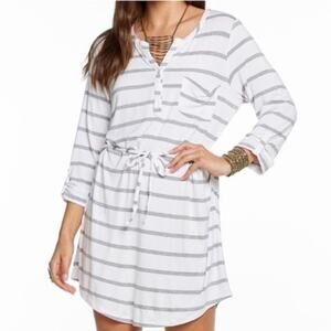 Chaser Cool Jersey Stripe Shirttail Mini Dress Size M